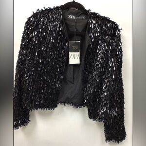 NWT ZARA Black Sequin Blazer